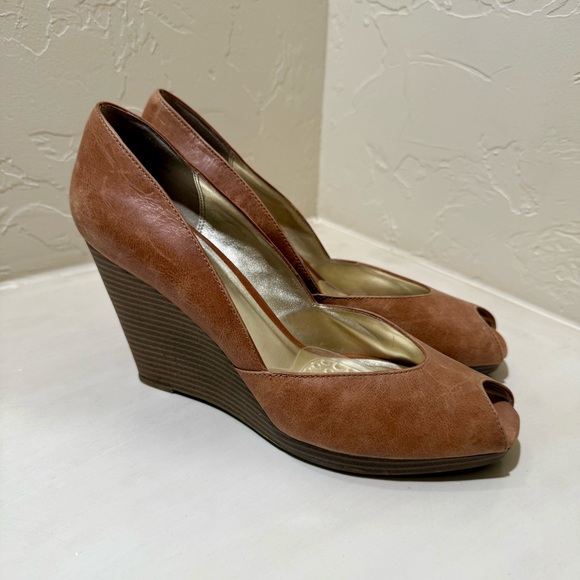 Moda Brown Leather Wedge Heels - Picture 1 of 3